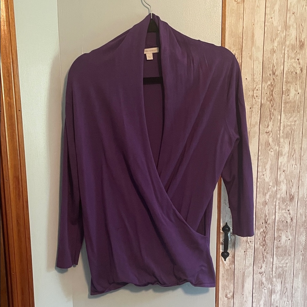 New York & Company Deep Purple Drape Blouse